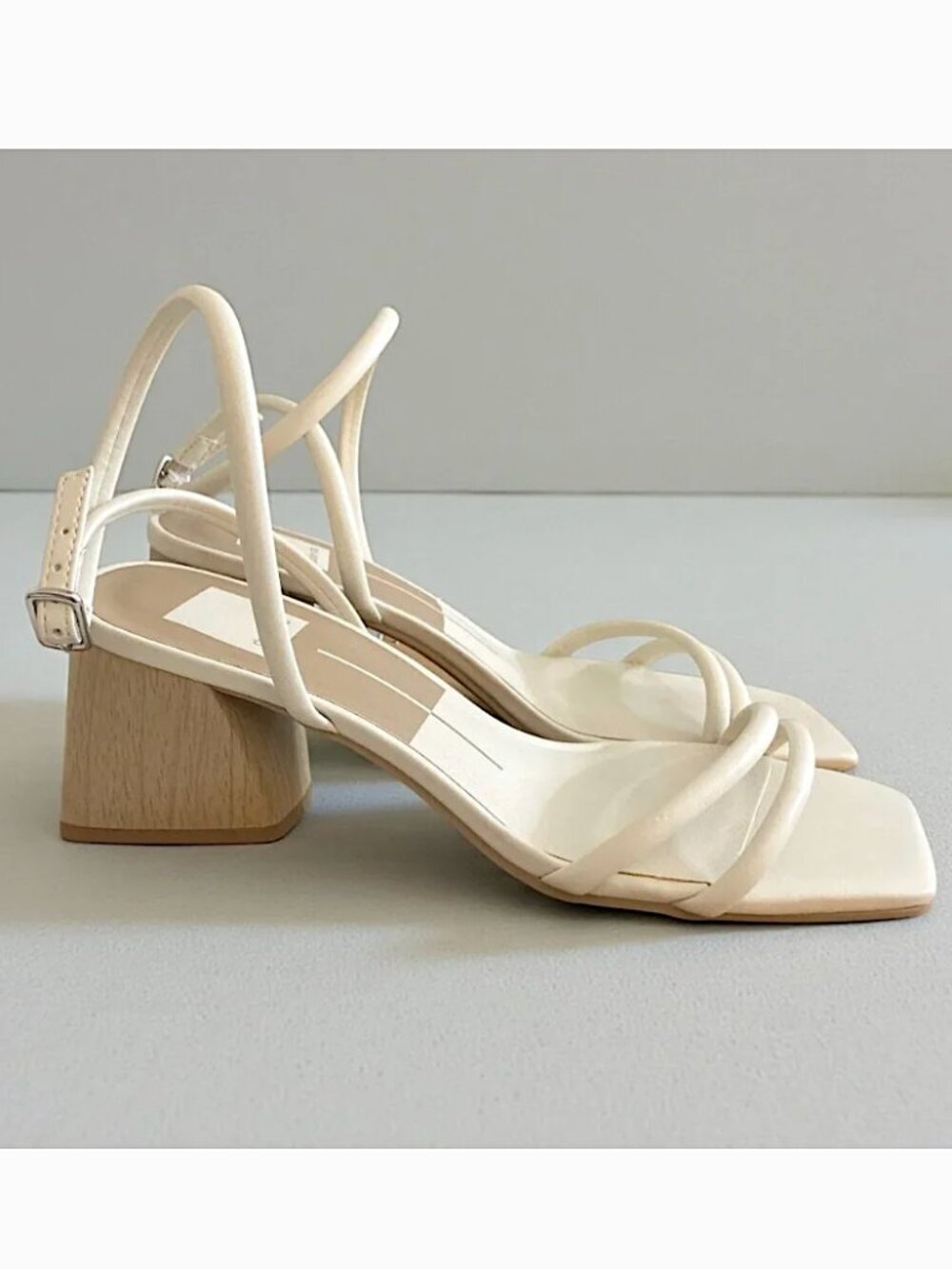 NWT DOLCE VITA Marcy Ankle Wrap Block Heel Sandals Ivory Stella